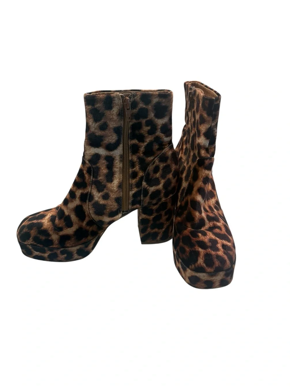 Urban Outfitters Leopard Print Platform Ankle Boots - Brown & Black